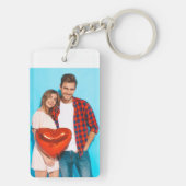 Moderne koppel gepersonaliseerde fotocollage sleutelhanger (achterkant)