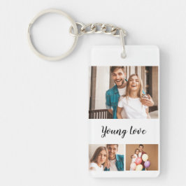 Moderne koppel gepersonaliseerde fotocollage sleutelhanger