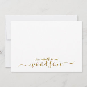 Moderne Koppel Gouden Naam Monogram Notitiekaart Notitiekaartje