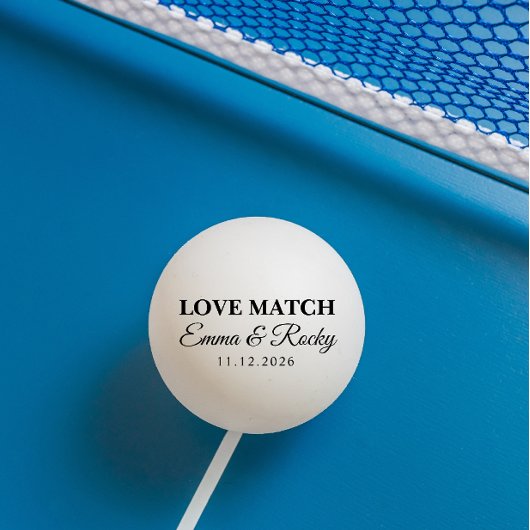 Moderne Koppel Liefde Match Zwart Kleur Tekst Pingpongbal