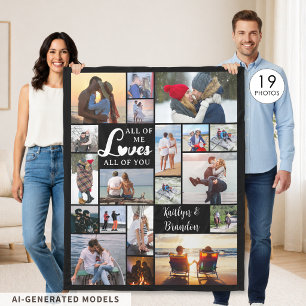 Moderne koppel liefdescitaat 19 fotocollage fleece deken