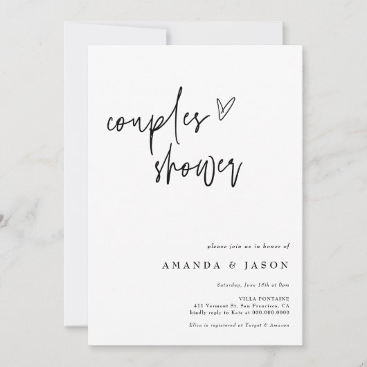 Moderne koppels douchen minimalistisch Verloving Kaart (Voorkant)