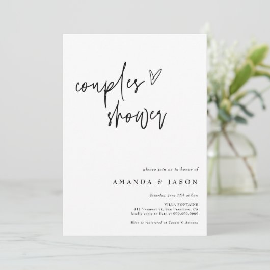 Moderne koppels douchen minimalistisch Verloving Kaart (Staand voorkant)