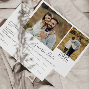 Moderne Koppels Fotocollage Save the Date Aankondigingskaart