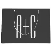 Moderne Koppels Initialen | Grijs & Wit Groot Cadeauzakje (Voorkant)