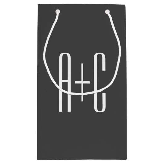 Moderne Koppels Initialen | Grijs & Wit Klein Cadeauzakje (Achterkant)