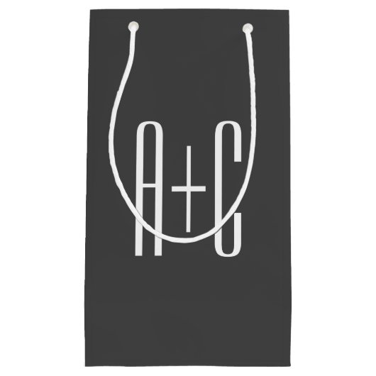 Moderne Koppels Initialen | Grijs & Wit Klein Cadeauzakje (Voorkant)