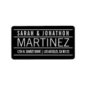 Moderne Koppels Zwart & Wit Terugkeeradreslabel Etiket (Voorkant)