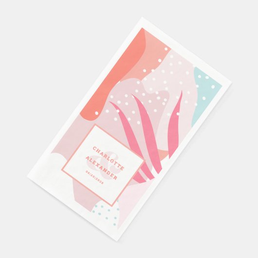 Moderne koraal Abstract Patroon Bruiloft bruid bru Servet (Hoek)