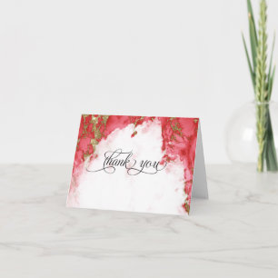 Moderne Koraal Aquarel Geode BarefootBride™ Bedankkaart