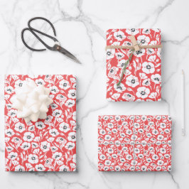 Moderne Koraal Bloem Inpakpapier Vel