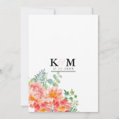 Moderne koraal blush roze waterverf elegante bruil kaart (Achterkant)