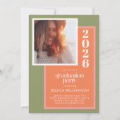 Moderne Koraal- en Groene Geometrische GraduPartij Kaart (Voorkant)