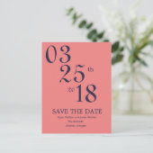 Moderne koraal en marine sparen de Datum Post Kaar Aankondigingskaart (Staand voorkant)