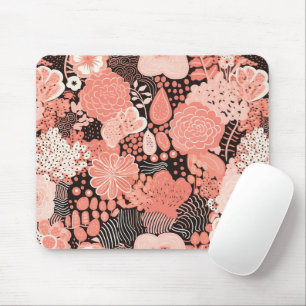 moderne koraal en roze bloemen muismat