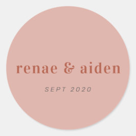 Moderne Koraal en Rust bruiloft sticker