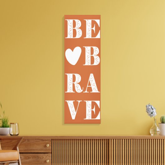 Moderne koraal en wit zijn moedig met hart canvas afdruk (Insitu (Woonkamer))