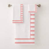 Moderne koraal en witte streep bad handdoek (Insitu)
