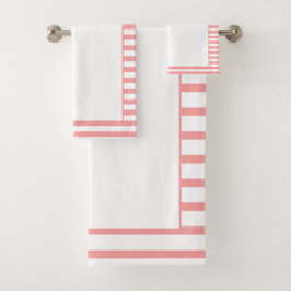 Moderne koraal en witte streep bad handdoek
