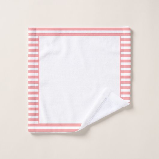 Moderne koraal en witte streep bad handdoek (Wasdoekje)