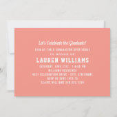 Moderne Koraal Foto Afstudeer Open Huis Kaart (Achterkant)