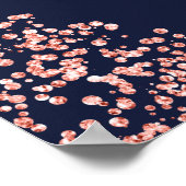 Moderne koraal glitter marine blauw welkom bruilof poster (Hoek)