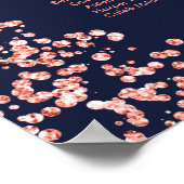 Moderne koraal glitter marine blauwe bruiloft zitp poster (Hoek)