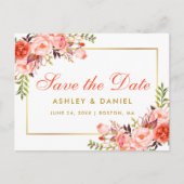 Moderne koraal goud sparen de Datum Aankondigingskaart (Voorkant)