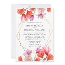 Moderne koraal - gouden geometrische bruiloft