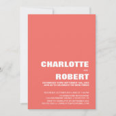 Moderne Koraal Huwelijksreceptie Kaart (Voorkant)