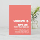 Moderne Koraal Huwelijksreceptie Kaart (Staand voorkant)