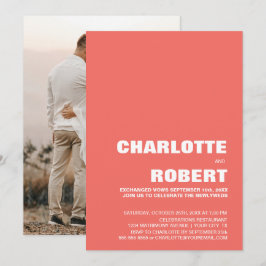 Moderne Koraal Huwelijksreceptie Kaart