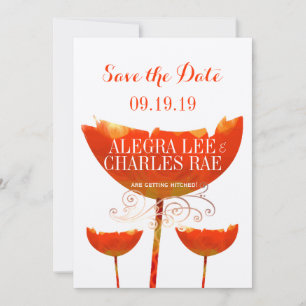 Moderne Koraal Klaproos Trouw Save the Date Kaart