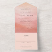 Moderne Koraal Kust Chic Elegante Bruiloft All In One Uitnodiging (Binnen)
