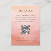 Moderne Koraal Kust Chic Elegante QR Code Trouwdag Informatiekaartje (Voorkant)