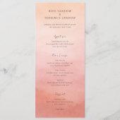 Moderne Koraal Kust Chic Elegante Trouwdag Menu (Voorkant)