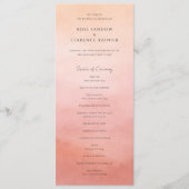 Moderne Koraal Kust Chic Elegante Trouwdag Programmakaart (Voorkant)