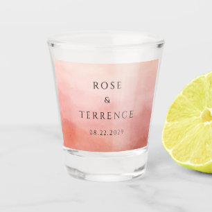Moderne Koraal Kust Chic Elegante Trouwdag Shot Glas
