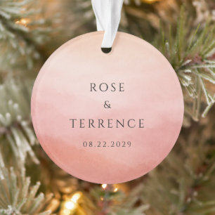 Moderne Koraal Kust Chic Elegante Trouwfoto Ornament