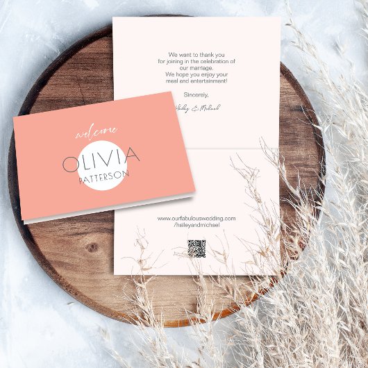 Moderne koraal naam Plaatskaart QR code dank u kaa Bedankkaart