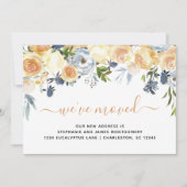 Moderne koraal peach Blue Waterverf Floral Moving Aankondiging (Voorkant)