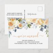 Moderne koraal peach Blue Waterverf Floral Moving Aankondigingskaart (Voorkant / Achterkant)