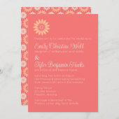 Moderne koraal & perzik bloemenbruiloft receptie kaart (Voorkant / Achterkant)