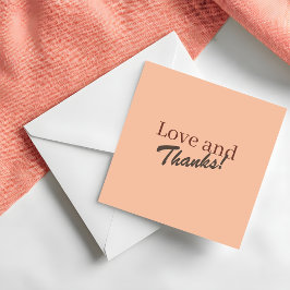 Moderne Koraal Perzik Liefde en Dank Trouwdag Bedankkaart