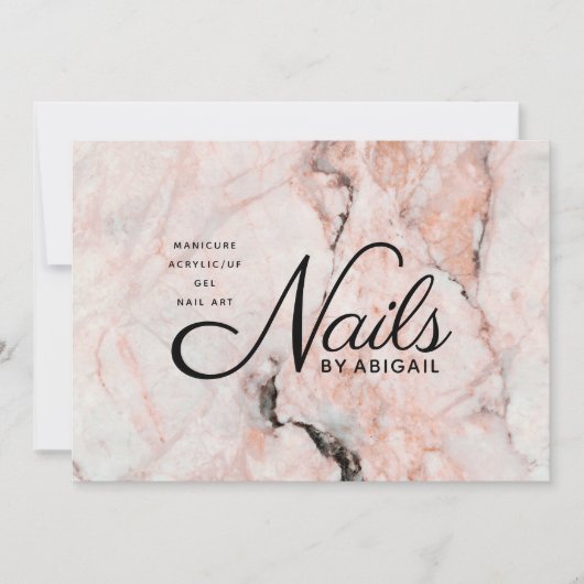 Moderne koraal Roos marmerbare nagels op naam Feestdagenkaart (Voorkant)