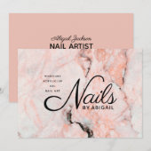 Moderne koraal Roos marmerbare nagels op naam Feestdagenkaart (Voorkant / Achterkant)