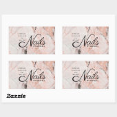Moderne koraal Roos marmerbare nagels op naam Rechthoekige Sticker (Vel)