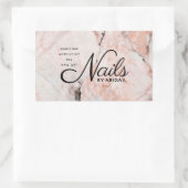 Moderne koraal Roos marmerbare nagels op naam Rechthoekige Sticker (Tas)