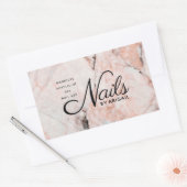 Moderne koraal Roos marmerbare nagels op naam Rechthoekige Sticker (Envelop)