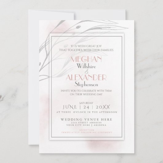 Moderne koraal Roos Waterverf Splash Kaart (Voorkant)